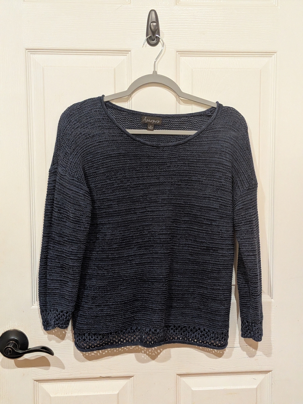 Apropos Boho Beach Navy Lightweight Knit Crewneck Sweater - Women's
